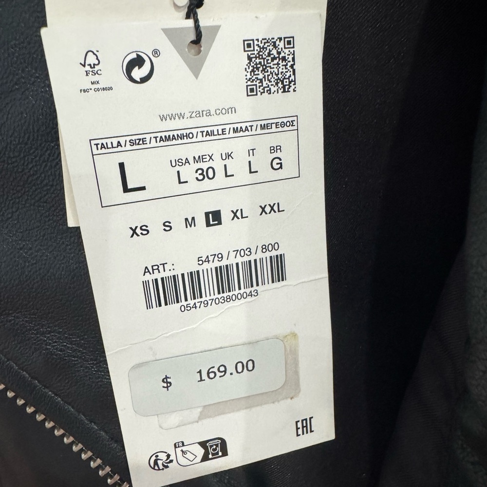 Zara Black Leather Moto Jacket - Picture 2 of 2